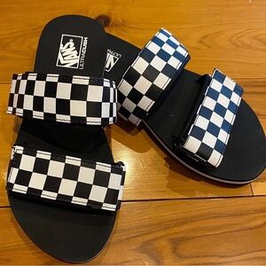 Vans Black and White Checkerboard Slides